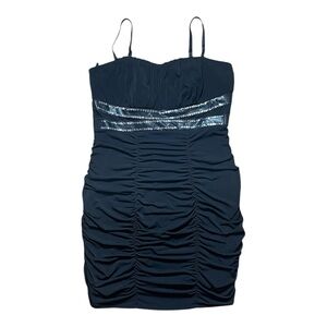 Ruby Rox Black Sequin Ruched Dress